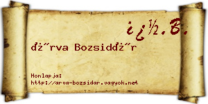 Árva Bozsidár névjegykártya